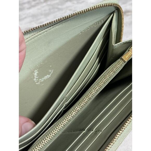 Auth. Celine Green & Black Large Lambskin Leather Long Zippy Wallet - Picture 11 of 11